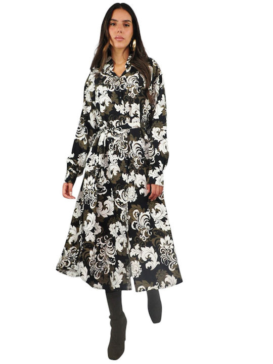 Summer Midi Shirt Dress Black