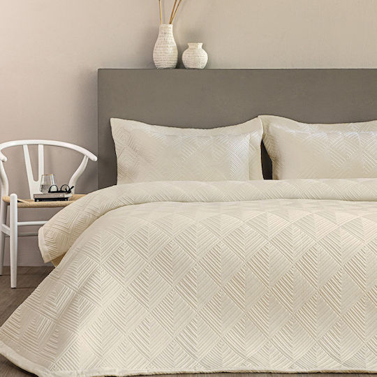 Palamaiki Wed106 Σετ Κουβερλί Υπέρδιπλο Microfiber Ecru 240x260cm