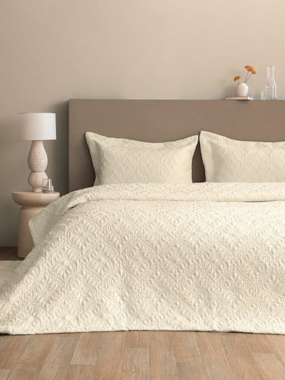Palamaiki Wed105 Tagesdecken Set Übergröße Microfiber Ecru 240x260cm