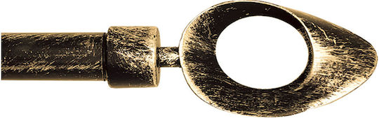 TnS Ausziehbare Metallische Vorhangstange Einzeln 120-210cm Schwarz - Gold Curve 09-950-0446-Curve