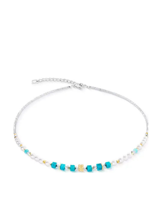 Coeur-de-lion Necklace From Gold Plated Steel Turquoise