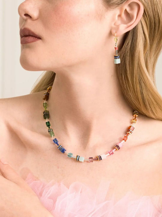 Coeur-de-lion Necklace Made of Pink Gold Plated Steel Blue