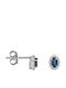 Stud Earrings Rosette in White Gold 18K with Blue Diamond
