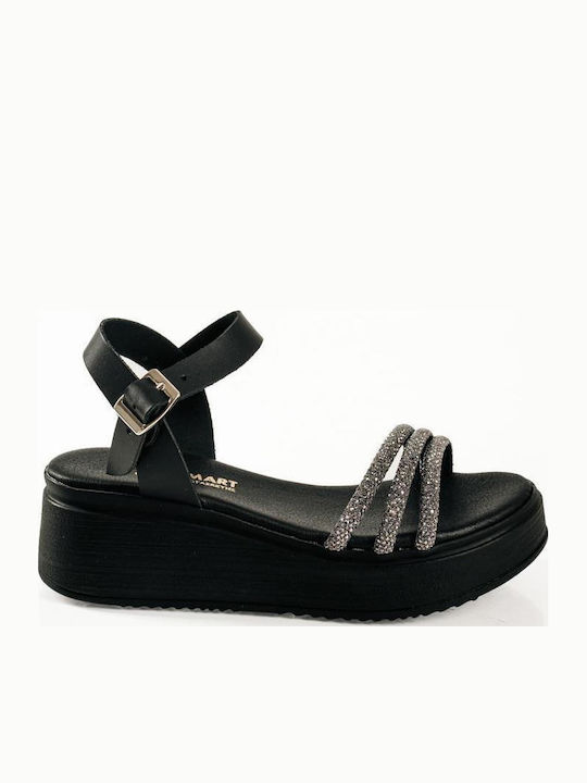 The Shoemart Damenplattformen Griechische Herstellung Strass Schuhe Schwarz
