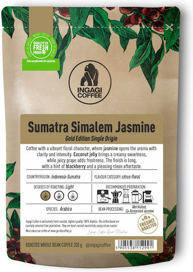 Coffee Espresso Ingagi Indonesia Sumatra Simalem Jasmine 200g Beans