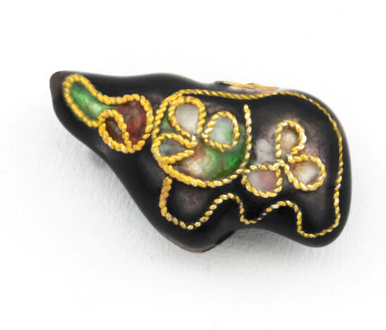 Metalic Cloisonné Elefant 10x18mm Negru Pachet 20 Bucăți