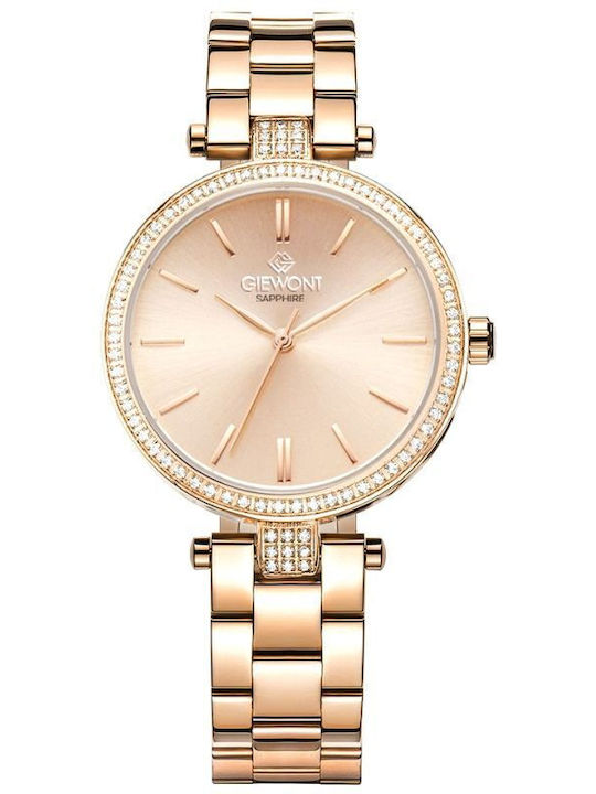 Giewont Damenuhr Batterie mit Rose Gold Metall-Armband