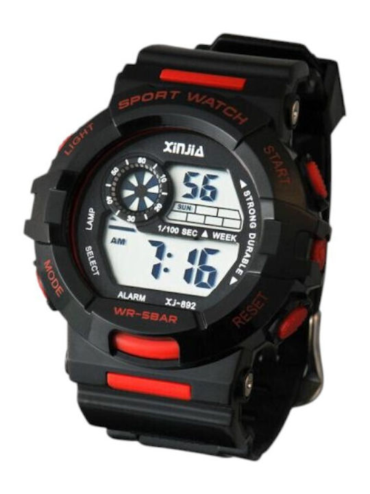 Digital Men's Battery Watch with Black Rubber S...