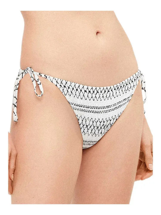 Bikinihosen Slip mit Schnürung Weiß-Schwarz
