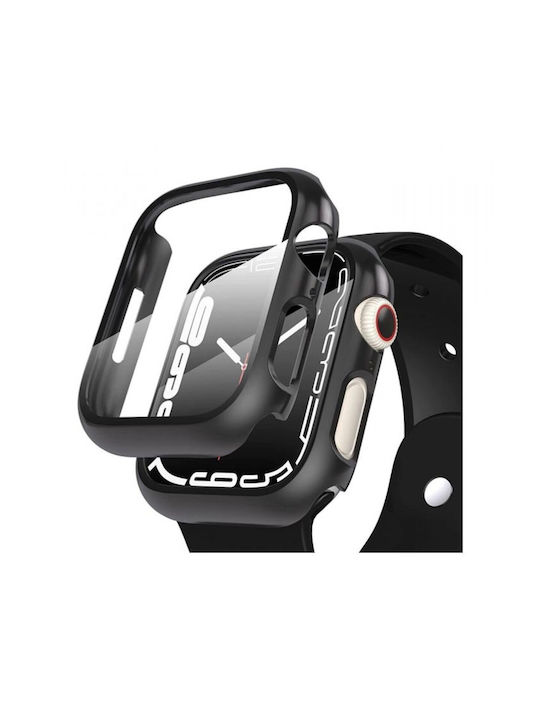 Protective Plastic Case with Tempered Glass in Black Colour for Apple Watch 38mm