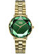Storm Womens Battery Watch With Green Metal Bracelet