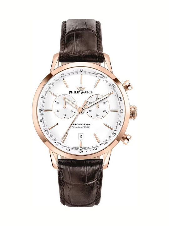 Philip Watch Men's Battery Watch with Brown Leather Strap
