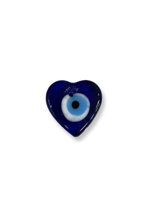 Hanging New Year's Lucky Charm Blue Heart Made of Glass 10 Pieces