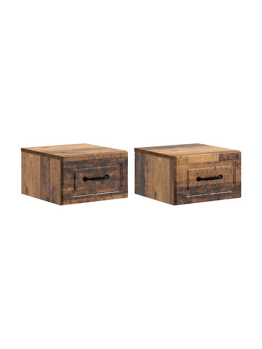 Wooden Brown Bedside Tables 2 Pieces 34.5x33x20cm