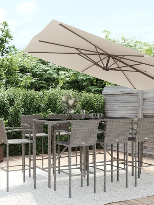 vidaXL Outdoor Bar Set 9 Pieces Gray