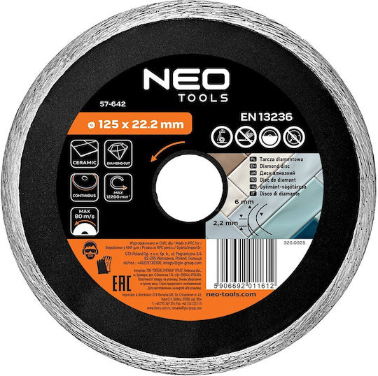 Neo Диамантен Диск 125 X 22.2 Mm Солид