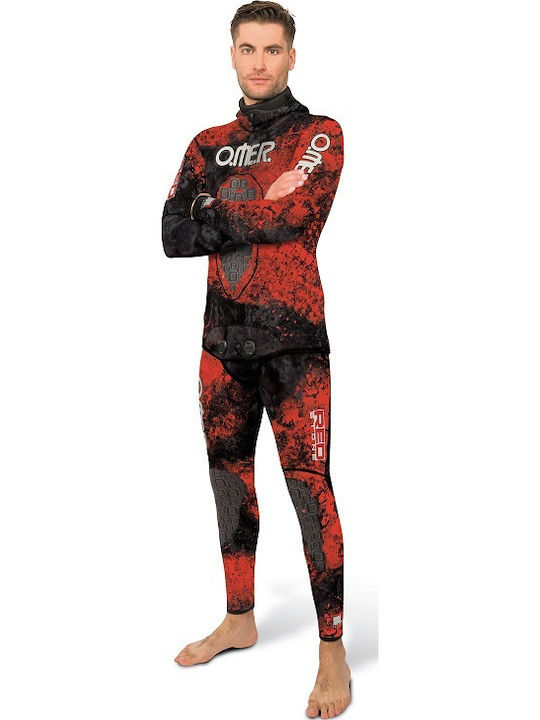 Omer Diving Jacket Shaved with Chest Pad for Spearfishing Camouflage Red 7mm