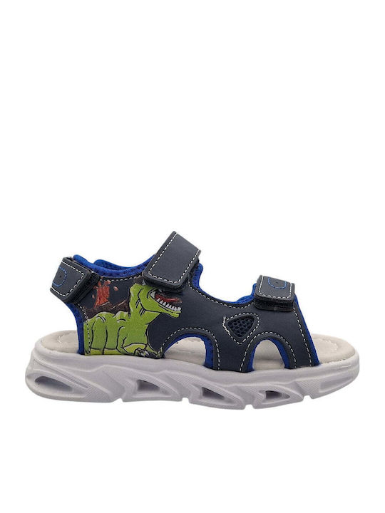 Kids' Sandals with Hoop & Loop Closure and Blue Lights