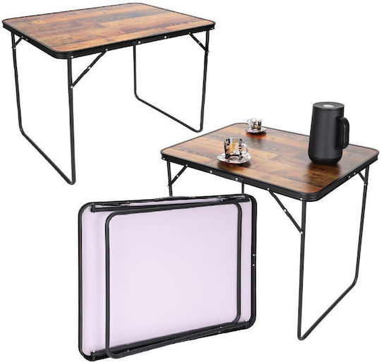 Enero Steel Table for Camping Folding in Case 80x60x70cm Black