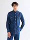 Long Sleeve Denim Shirt Dark Blue