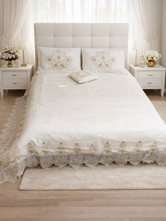 Bräutbettwäsche Brautpaar-Set mit Spitze 260x260cm