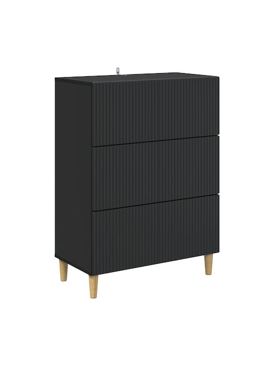 vidaXL Kommode Schlafzimmer Holz mit 3 Schubladen Schwarz 66x34.5x90cm