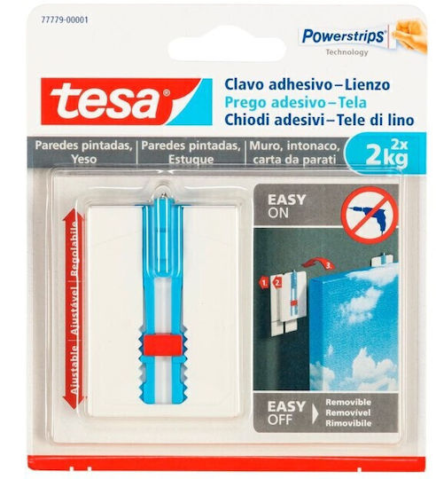 Tesa 77779-00001-01 Metallic White Hangers with Sticker 2 Pieces