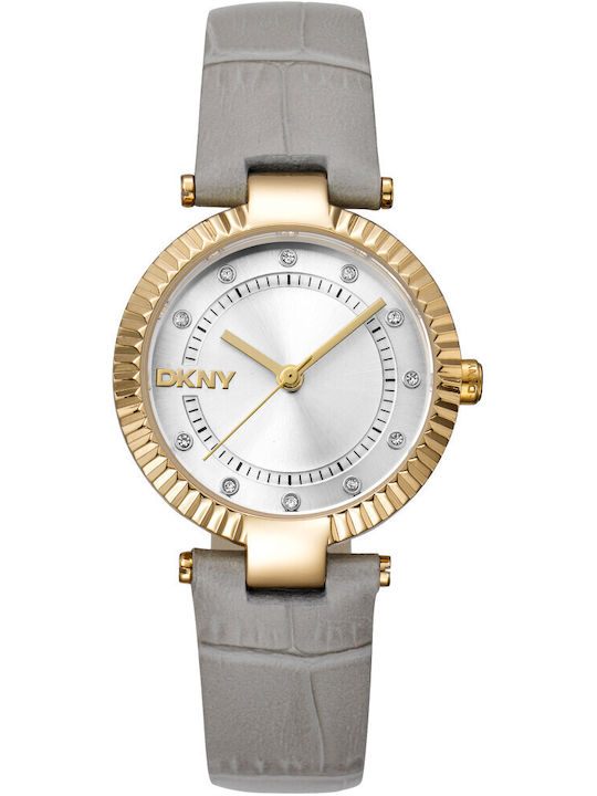 DKNY Γυναικείο Ρολόι Μπαταρίας με Γκρι Καουτσούκ Λουράκι