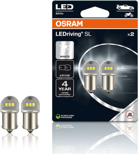 Osram Ledriving SL R10W LED Car Lamps BA15S Cold White 6000K 12V 2 Pcs 5008DWP-2BL OSM-5008DWP-2BL
