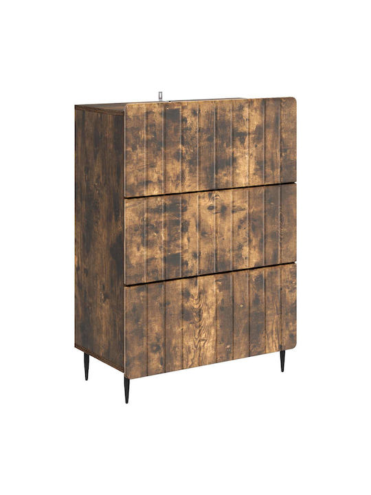 vidaXL Kommode Für Schlafzimmer Holz Mit 3 Schubladen Räucherholz Eiche 66x34.5x92cm