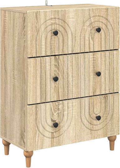 Bedroom Chest of Drawers Wooden Sonoma Oak 66x34.5x90cm