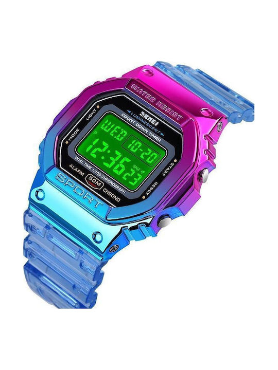 Skmei 1622 Digital Womens Watch 44mm Battery with Pink Metal Bracelet