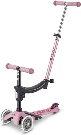 Micro Kids Scooter Mini2Grow Deluxe LED 2.0 3-Wheel with Seat for Ages 1-5 Pink
