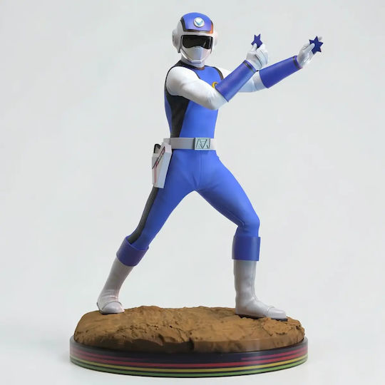 Figurină Choushinsei Flashman Model 3D Albastru Flash 3D Tipărit 7 6 Cm 1:24