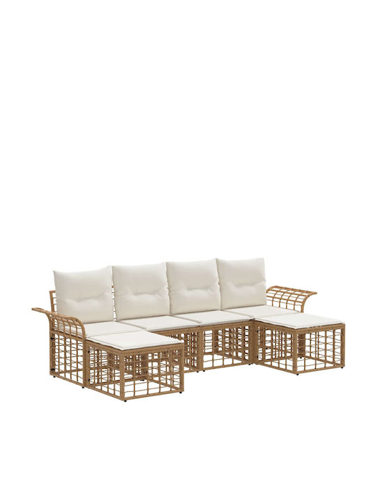 vidaXL Two-Seater Outdoor Rattan Sofa with Cushions