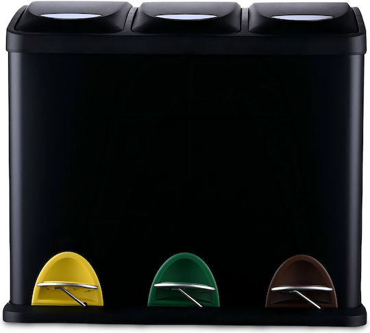 Relaxdays Metallischer Mülleimer mit Pedal Schwarze 24lt
