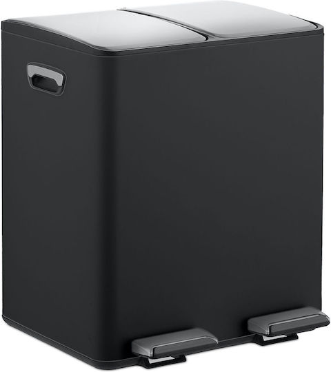 Relaxdays Plastic Waste Bin with Pedal Black 30lt