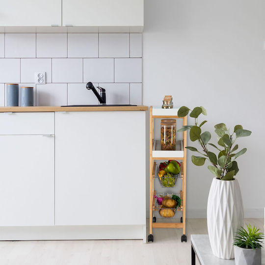 Relaxdays Τρόλεϊ Κουζίνας Μεταλλικό 3 Θέσεων Καφέ 40x22x83cm