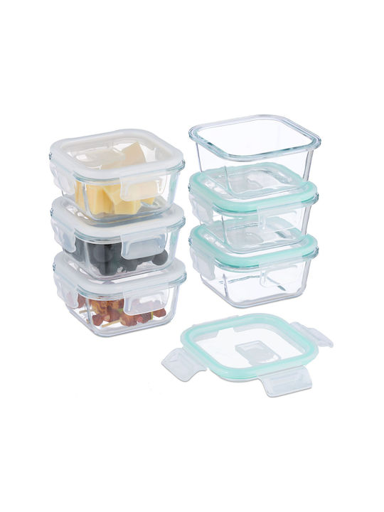 Relaxdays Set Glas-Mittagsboxen Transparent 6x12cm 6 Stück