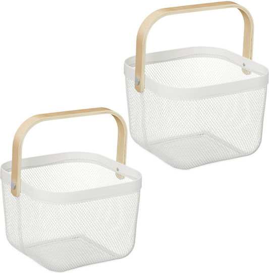 Relaxdays Coș De Depozitare Alb 26x24.5x17.5cm 2 Bucăți Relaxdays Coș De Depozitare Alb 26x24.5x17.5cm 2 Bucăți