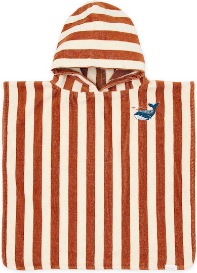 Little Dutch Kid's Beach Poncho Ocean World Brown Stripe One Size