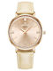 Giewont Womens Battery Watch With Pink Gold Leather Strap