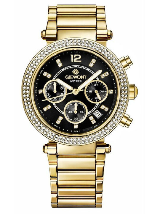 Giewont Womens Chronograph Battery Watch With Gold Metal Bracelet