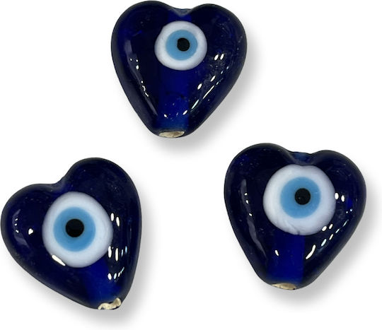 Blau Matohantresse Herz 20x20mm Loch 2.2mm Nazar 6 Stück