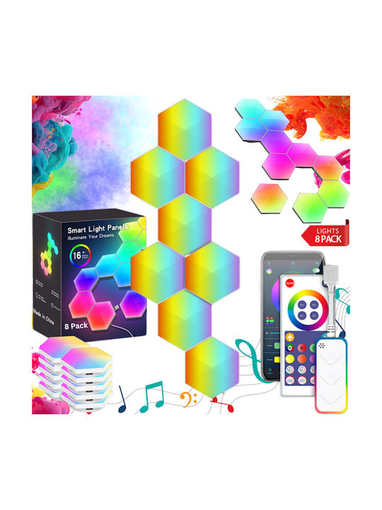 Qova Smart Dekoratives Tischlampen LED RGBIC Sechseck 8τμχ