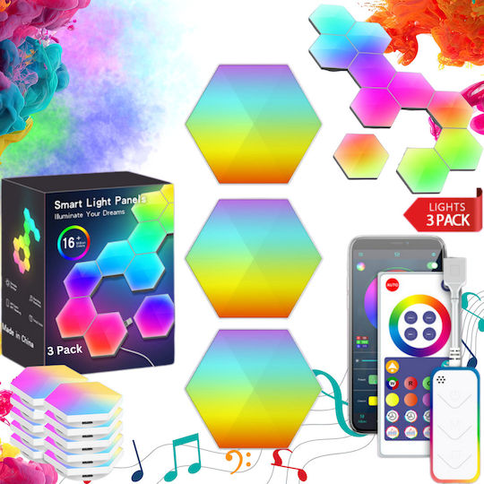 Qova Smart Lămpi Decorative Pentru Masă LED RGBIC Hexagon 3 Buc Qova Smart Lămpi Decorative Pentru Masă LED RGBIC Hexagon 3 Buc