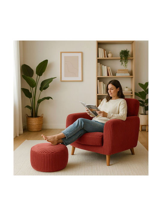 Living Room Stools Upholstered with Red Velvet 35x50x35cm