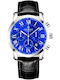 Giewont Herrenuhr 42mm Chronograph Batterie mit Silber Lederriemen