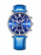 Giewont Men's Watch 42mm Chronograph Battery with Blue Leather Strap
