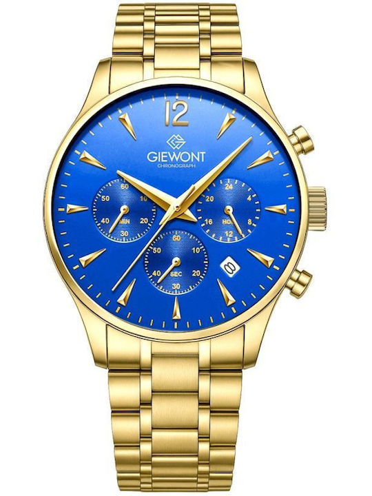 Giewont Men's Watch 42mm Chronograph Battery with Gold Metal Bracelet